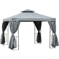 Outsunny 3x3m Garden Metal Gazebo - Grey, Grey