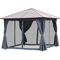 Outsunny 3X3M Outdoor Gazebo Patio Canopy Tent With Netting & Pc Board Roof - Grey, Grey