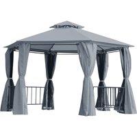 Outsunny Gazebo Canopy 2 Tier Patio Shelter Steel Grey 2M Outdoor Garden - Grey, Grey