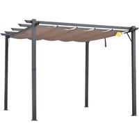 Outsunny 3x3m Aluminium Pergola Gazebo Sun Shade - Brown, Brown