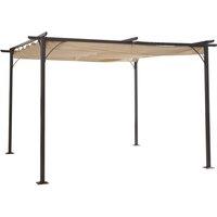 Outsunny 3.5X3.5M Pergola Metal Gazebo Backyard Porch Awning Retractable Canopy - Cream, Cream