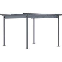 Outsunny 3.5X3.5M Pergola Metal Gazebo Backyard Porch Awning Retractable Canopy - Grey, Grey