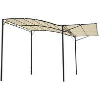 Outsunny Patio Metal Gazebo Door Window Awning Wall Mount Outdoor Shelter - Cream, Cream