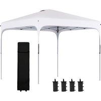 Outsunny Pop Up Gazebo Foldable With Wheeled Carry Bag & 4 Weight Bags - White, White