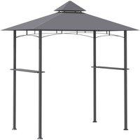 Outsunny Outdoor Double-tier Bbq Gazebo Shelter Grill Canopy Barbecue Tent Patio - Grey, Grey