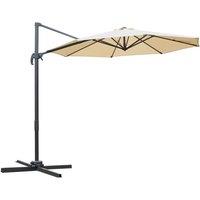 Outsunny 3M Garden Banana Parasol Patio Cantilever Hanging Umbrella - Beige, Cream
