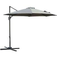 Outsunny 3M Garden Banana Parasol Patio Cantilever Hanging Umbrella - Dark Grey, Grey