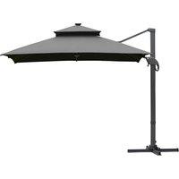 Outsunny 3 X 3M Cantilever Umbrella Power Bank Solar Cold Light - Dark Grey