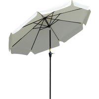 Outsunny 2.7m Patio Umbrella Garden Parasol w/ Crank - White, White