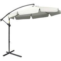 Outsunny 2.7M Garden Cantilever Banana Parasol Sun Shade With Crank - Cream, Cream