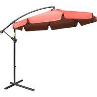 Outsunny 2.7m Garden Cantilever Banana Parasol w/ Crank Red, Red