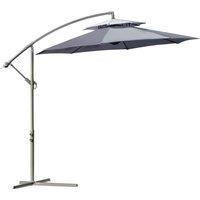 Outsunny 2.7M Cantilever Banana Parasol Outdoor Sun Shade With Crank - Dark Grey