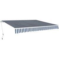 vidaXL Folding Awning Manual Operated 400 cm Blue/White, Blue