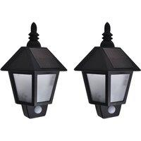 vidaXL Solar Wall Lamps 2 Pcs With Motion Sensor Black