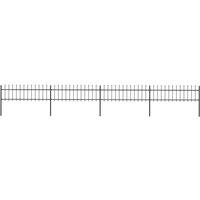 vidaXL Garden Fence With Spear Top Steel 6.8X0.6 M Black, Black