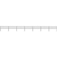 vidaXL Garden Fence With Spear Top Steel 11.9X0.6 M Black, Black