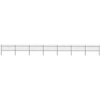 vidaXL Garden Fence With Spear Top Steel 11.9X0.8 M Black, Black