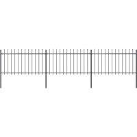 vidaXL Garden Fence With Spear Top Steel 5.1X1 M Black, Black