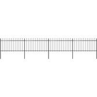 vidaXL Garden Fence With Spear Top Steel 6.8X1 M Black, Black