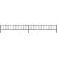 vidaXL Garden Fence With Spear Top Steel 10.2X1 M Black, Black