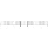vidaXL Garden Fence With Spear Top Steel 11.9X1 M Black, Black