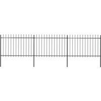 vidaXL Garden Fence With Spear Top Steel 5.1X1.2 M Black, Black