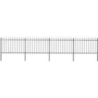 vidaXL Garden Fence With Spear Top Steel 6.8X1.2 M Black, Black