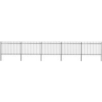 vidaXL Garden Fence With Spear Top Steel 8.5X1.2 M Black, Black