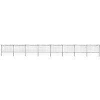 vidaXL Garden Fence With Spear Top Steel 13.6X1.2 M Black, Black