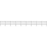 vidaXL Garden Fence With Spear Top Steel 15.3X1.2 M Black, Black