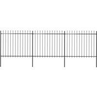 vidaXL Garden Fence With Spear Top Steel 5.1X1.5 M Black, Black