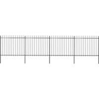 vidaXL Garden Fence With Spear Top Steel 6.8X1.5 M Black, Black