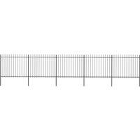 vidaXL Garden Fence With Spear Top Steel 8.5X1.5 M Black, Black