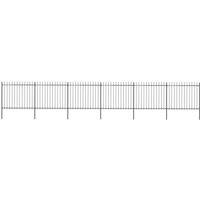 vidaXL Garden Fence With Spear Top Steel 10.2X1.5 M Black, Black