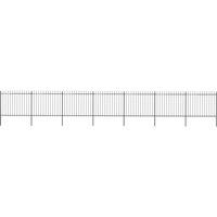 vidaXL Garden Fence With Spear Top Steel 11.9X1.5 M Black, Black