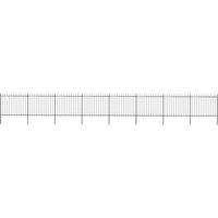 vidaXL Garden Fence With Spear Top Steel 13.6X1.5 M Black, Black