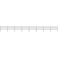 vidaXL Garden Fence With Hoop Top Steel 13.6X0.8 M Black, Black