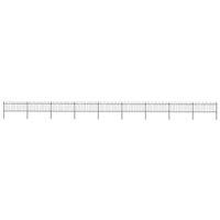 vidaXL Garden Fence With Hoop Top Steel 15.3X0.8 M Black, Black