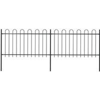 vidaXL Garden Fence With Hoop Top Steel 3.4X1 M Black, Black