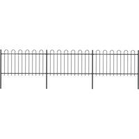 vidaXL Garden Fence With Hoop Top Steel 5.1X1 M Black, Black