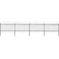 vidaXL Garden Fence With Hoop Top Steel 6.8X1 M Black, Black