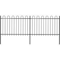 vidaXL Garden Fence With Hoop Top Steel 3.4X1.2 M Black, Black