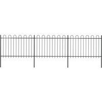 vidaXL Garden Fence With Hoop Top Steel 5.1X1.2 M Black, Black
