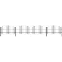 vidaXL Garden Fence With Spear Top Steel (0.75-1)x6.8 M Black, Black