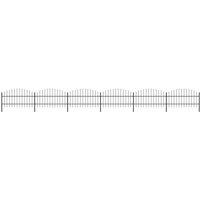 vidaXL Garden Fence With Spear Top Steel (0.75-1)x10.2 M Black, Black