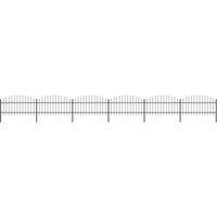 vidaXL Garden Fence With Spear Top Steel (1-1.25)x10.2 M Black, Black
