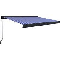 vidaXL Manual Cassette Awning 450x300 cm Blue and White, Blue