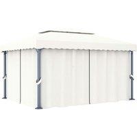 vidaXL Gazebo With Curtain 4X3 M Cream White Aluminium, White