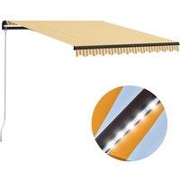 vidaXL Manual Retractable Awning With Led 300X250cm Yellow And White, Yellow