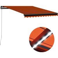vidaXL Manual Retractable Awning With Led 350X250cm Orange And Brown, Orange